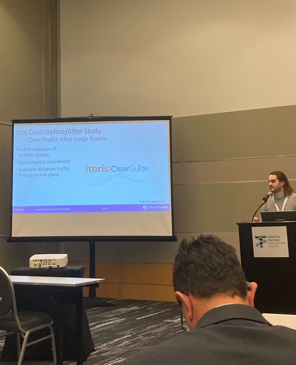 Iteris's tweet photo. At ITS Washington Annual Conference last week, Jeffrey Conor, Data Analytics Supervisor for the Seattle Department of Transportation gave a wonderful presentation on how Seattle utilizes ClearGuide.
Thanks to Jeffrey and all who attended!
#ITSWA https://t.co/Z55SgvdGJ2