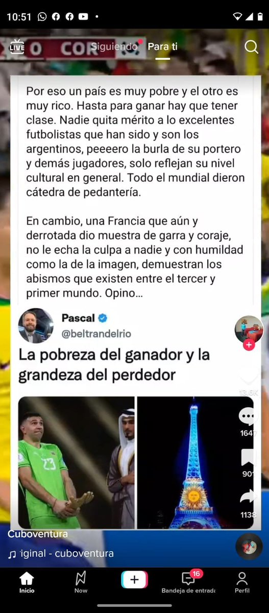 criptoworldmx's tweet image. Que bonito lo de la Torre Eiffel &lt;3. hay derrotas que tienen más dignidad que una victoria decía el abuelo.