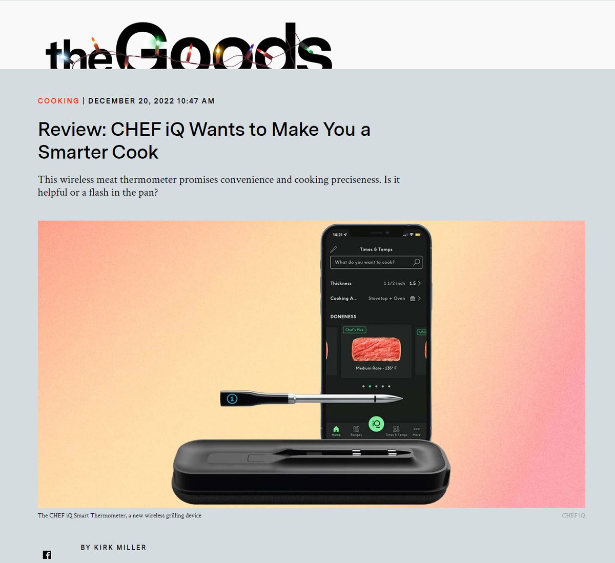 mychefiq's tweet photo. "CHEF iQ is a sleeker take on a digital meat thermometer."

We couldn't agree more, @insidehook. Thanks to @kmiller25 for reviewing the #CHEFiQ #SmartThermometer today. 

Check out the full article: https://t.co/iCGnqSZwTf

#Cooking #grill #smarthome #BBQ #BBQueen #BBQueeenSumbul https://t.co/6PdVeOMJhA