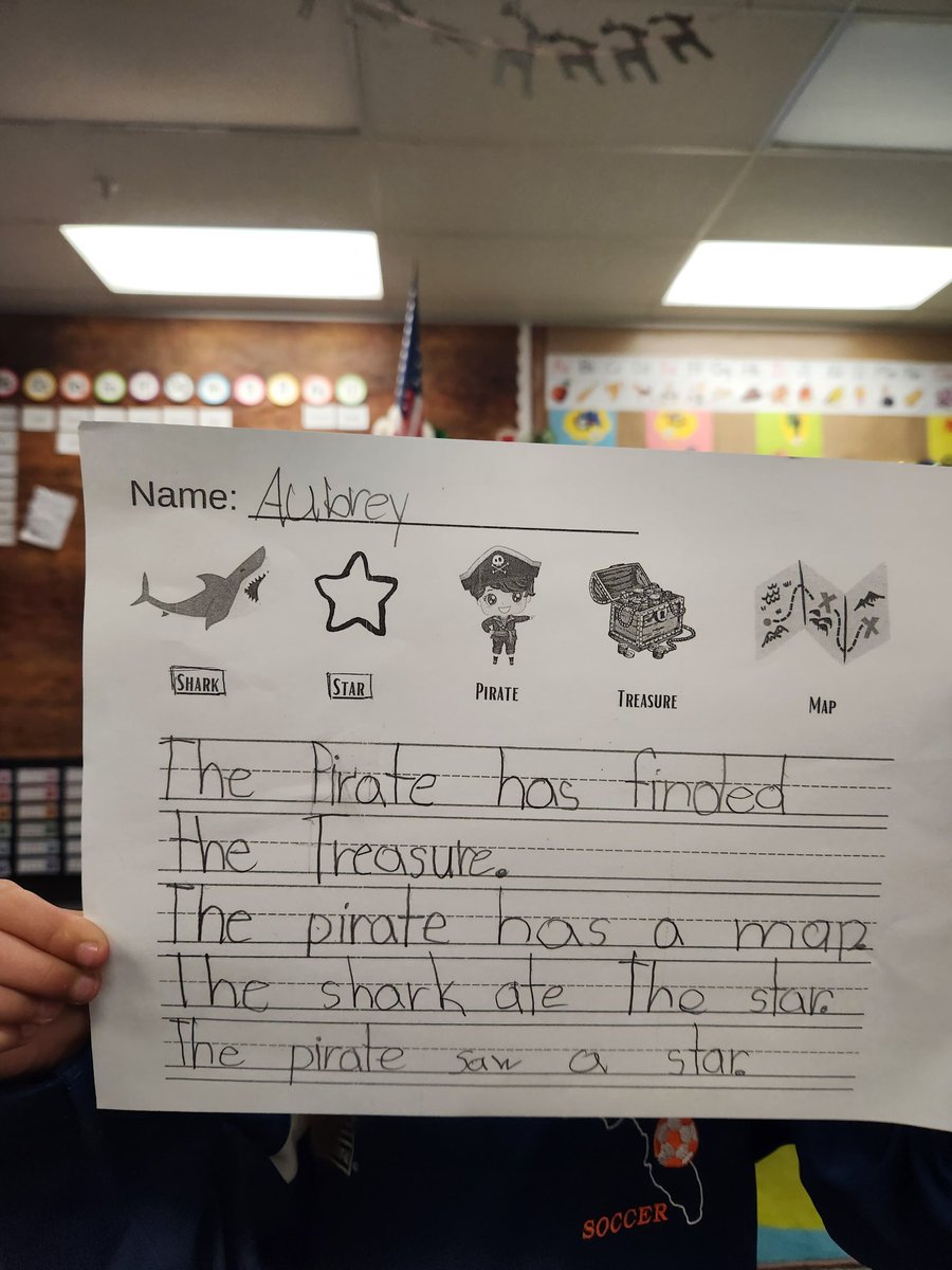 Our Pirate lesson was a huge success! We learned that the letters "AR" say arrr like a pirate! Students went on a treasure hunt around the room for words with AR &amp; had to write a story about a pirate using some of the words. <a href="/OKESOwls/">Old Kings Elementary School</a> <a href="/wilsonlanguage/">Wilson Language Training</a> #1stgrade