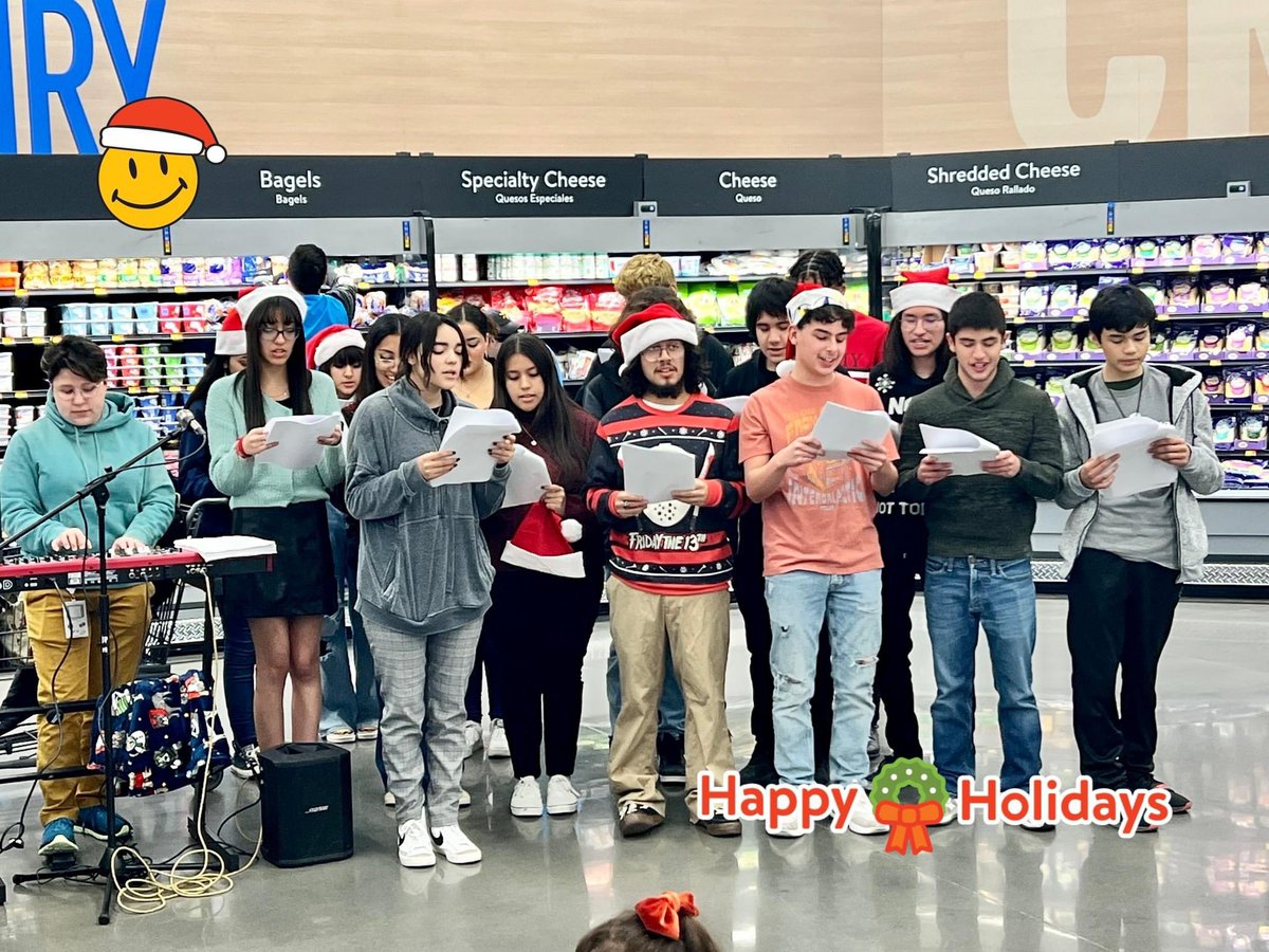 MsV_TheTeacher's tweet photo. Thank you to our local @Walmart for hosting us to sing some holiday tunes for the community 💙💛 #HHSChoir #HHSFineArts #WeAreClintISD @CISD_Fine_Arts @ClintISD https://t.co/UHnrbQ1Ez9