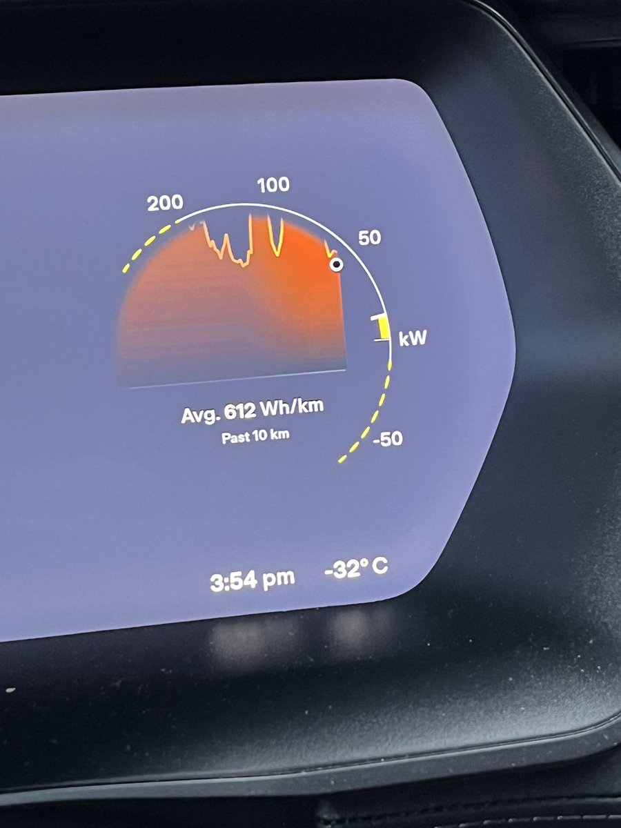 SubieSTI's tweet photo. @ian_doktor Calamari today, my 2018 X has never had that energy consumption before… >600Wh/km…. But have about 120k km on it and 4th winter, love the vehicle… never an issue that made me regret getting it https://t.co/Q5BPfpJGDn