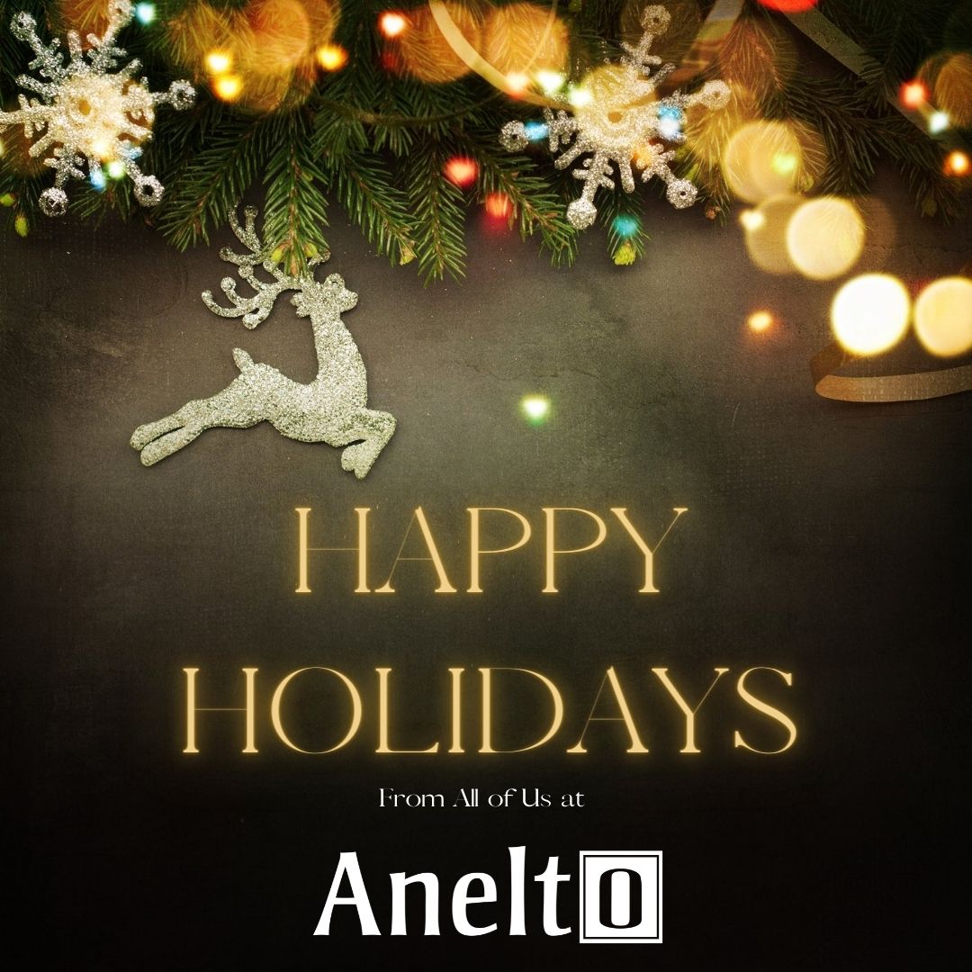 Anelto1's tweet photo. The Anelto offices will be closed Friday, December 23rd, through Monday, December 26th. We will resume normal business hours on Tuesday, December 27th. https://t.co/xwKGdJ8aZl