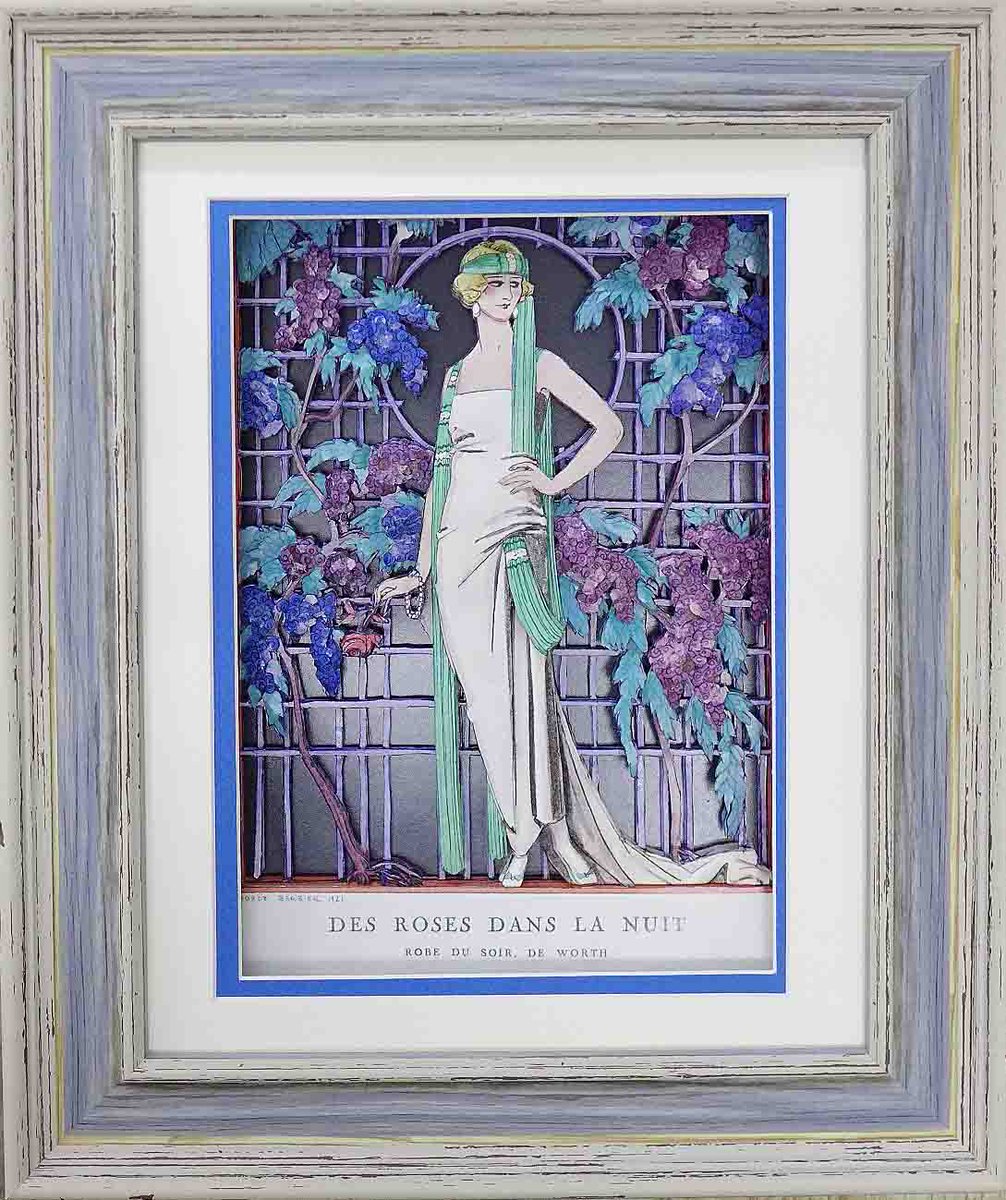 ジョルジェ・バルビエ　シャドーボックス ジョルジュ・バルビエの作品（B5サイズ）「des roses dans nuit（夜の