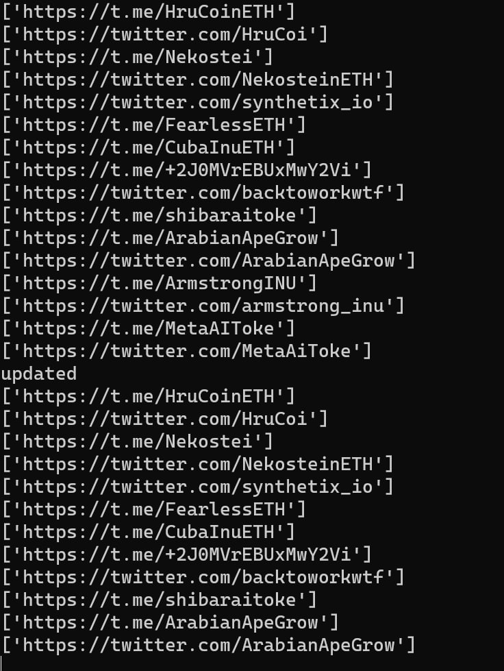 Socials has been added on our new pair scanner.

UI is still being worked on, soon some sneak peaks will be available.

#ETH #Ethereum #Crypto