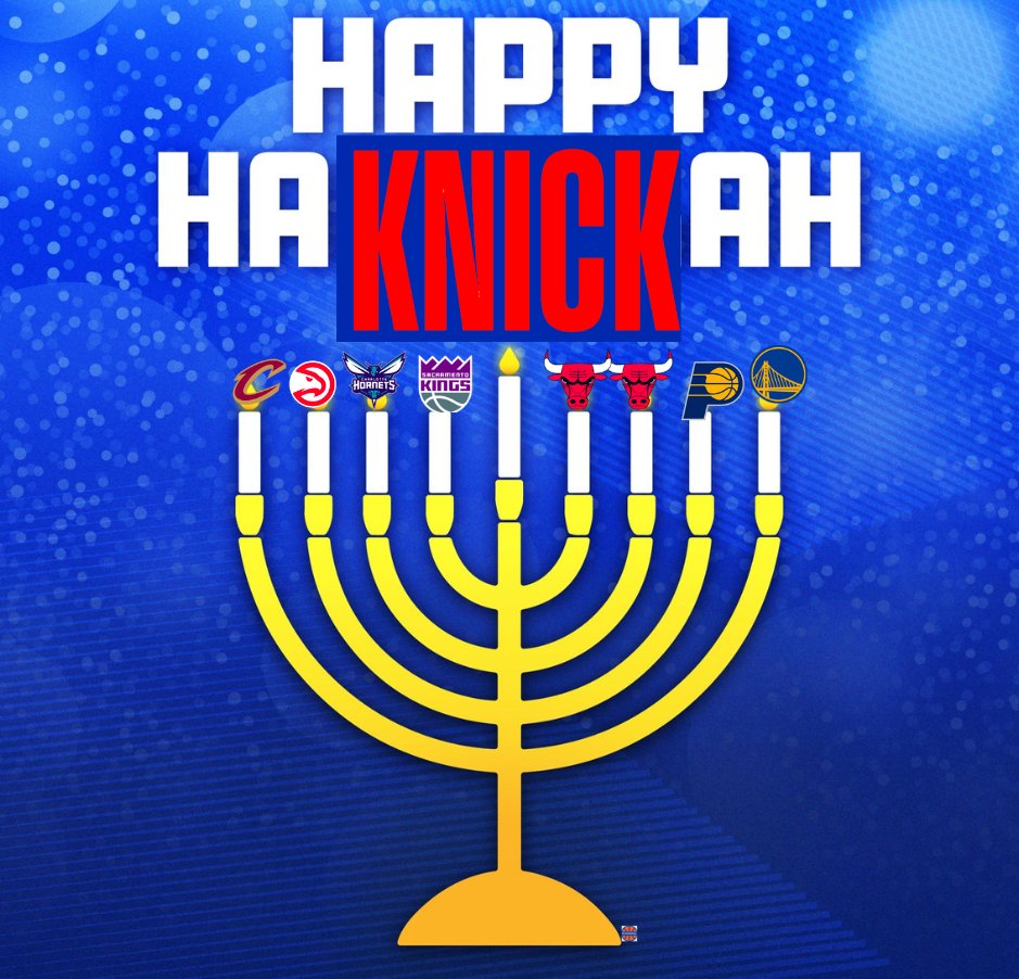 Eight straight Knick wins

One for each night of HaKnickah

Light them candles