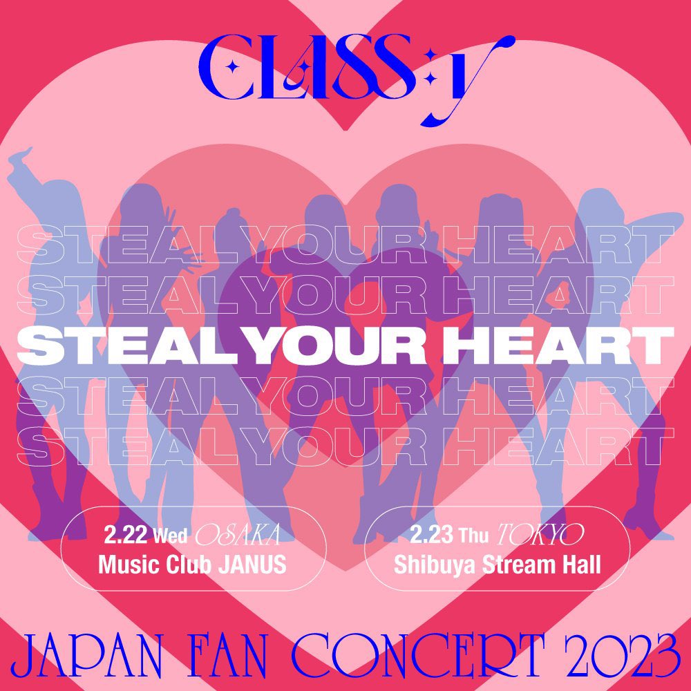 #CLASSy จะปล่อยซิงเกิ้ลญี่ปุ่นเพลง 'TARGET' ในวันที่ 22 กุมภาพันธ์ 2022 และจะจัด CLASS:y JAPAN FAN CONCERT 2023 STEAL YOUR HEART โดยจัดที่โอซาก้า (22/02) และชิบูย่า (23/02) และครั้งนี้เป็นการจัดคอนเสิร์ตที่โอซาก้าครั้งแรกของคลาสซี่ด้วย 🔥🔥🔥

#CLASSy #클라씨