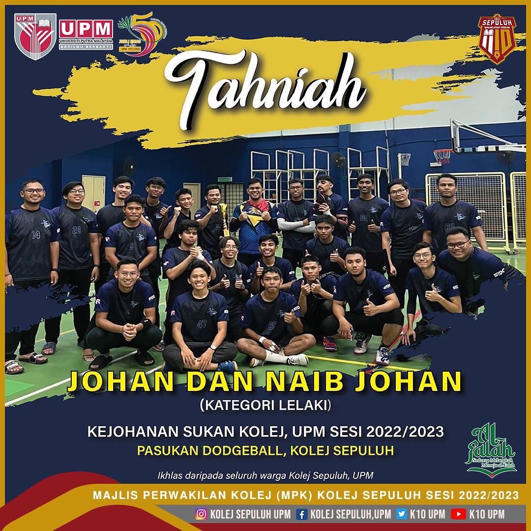 k10upm's tweet photo. #108 (21 DISEMBER 2022 | 10.00 PAGI)

🤾‍♂️ [TAHNIAH DAN SYABAS PASUKAN DODGEBALL (KATEGORI LELAKI)] 🤾‍♂️

Assalamualaikum dan selamat sejahtera. https://t.co/xTBvNXAv4D