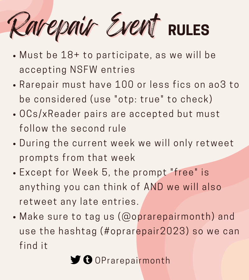 oprarepairmonth's tweet photo. Coming in February 2023, a special month-long event celebrating rarepair One Piece ships! Please tag us at (@OPrarepairmonth) during the week of whatever prompt(s) you do so we can share it! https://t.co/5aluJ65CQn