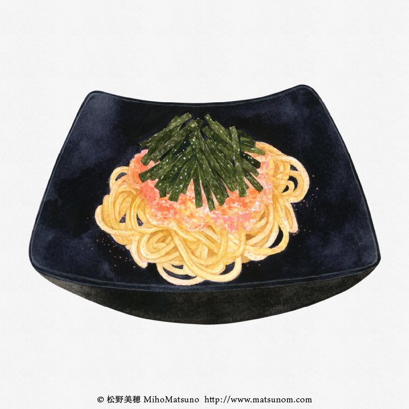 「明太子スパゲッティ#AdobeFresco #透明水彩 #イラスト #illus」|松野美穂💮6/15-6/25展示のイラスト