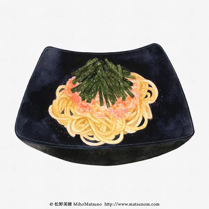 明太子スパゲッティ#AdobeFresco #透明水彩 #イラスト #illustration 
