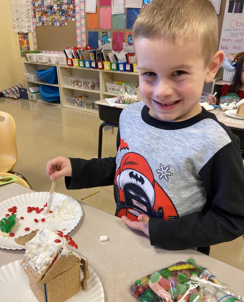 These first graders LOVED making gingerbread houses during our party today! 🎄

Their families were extremely supportive and sent in LOTS of candy so they went home sweeter than ever. 🍭
