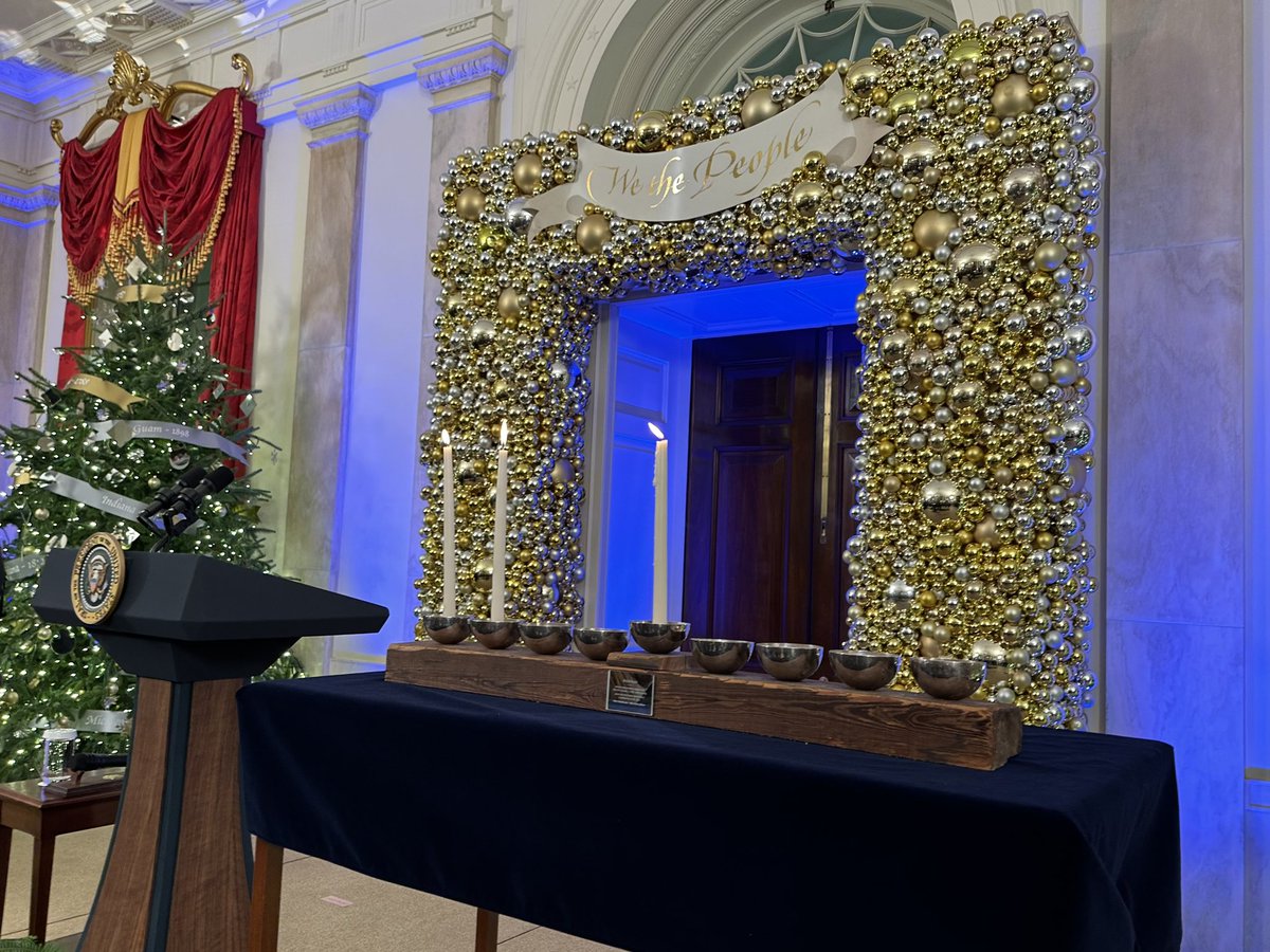 A true honor to celebrate the lighting of the new permanent White House Menorah with the President and First Lady. Happy Hanukkah!