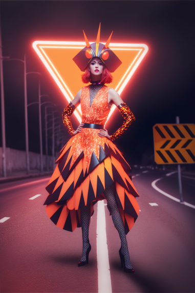 hrathnir7's tweet photo. #AIart #nijijourney #fashion #fashionphoto #artfashion #mode #hifashion #コスチューム #コスプレ
今回は道路標識のデザインをとりいれた衣装です
背景の道路がうまく作用したかと思います https://t.co/WbGNNC3YqZ