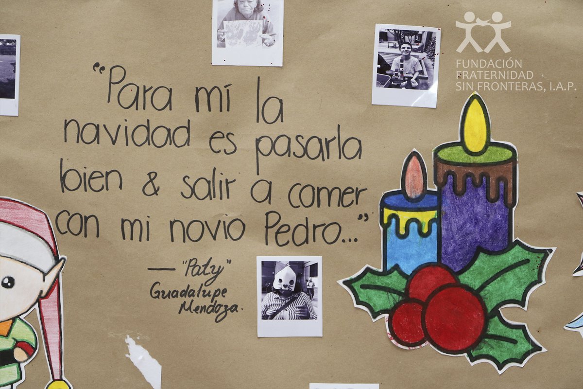 FundacionFSF's tweet photo. #FFsF #IAP #Navidad #PcDI #JAP Estando en época navideña, los beneficiarios quisieron expresar lo que es para ellos la navidad y quedó plasmado en un cartel. https://t.co/iBXMWhHDqw