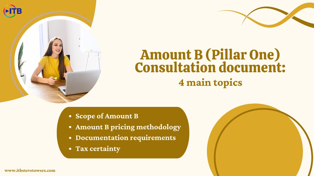 intltaxbytes's tweet photo. The #OECD has released a consultation document on #AmountB in Pillar One. The consultation document consists of 4 main topics: scope of Amount B, Amount B pricing methodology, documentation requirements and tax certainty. (https://t.co/Du0ZQwhKNO) https://t.co/e0YkNKaZZz