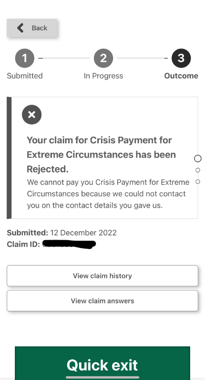 DomesticLibrary's tweet photo. #Centrelink Crisis Payment 
A woman who's just left DV and is homeless missed one call from a private number. 
Soooo, her claim is REJECTED. 
Most DV victims are advised NOT to accept calls from private numbers because it could be their perpetrator. 
Solution? @MicaelaCronin https://t.co/Wjx1KjiMCZ