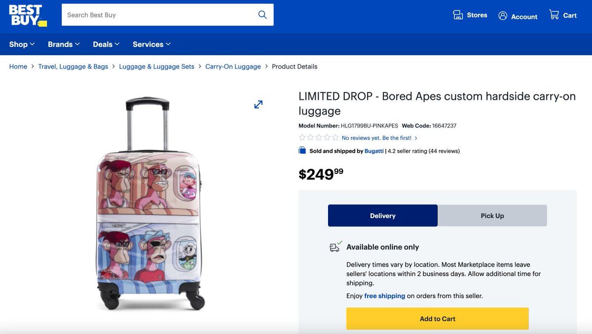 .<a href="/BoredApeYC/">Bored Ape Yacht Club 🍌</a>  IP in Best Buy 

 <a href="/BestBuy/">Best Buy</a> has
- $47B in sales in 2022
- 189.5M monthly traffic
- 1,144 locations worldwide
- 2.3 million memberships
- #68 in Fortune 500