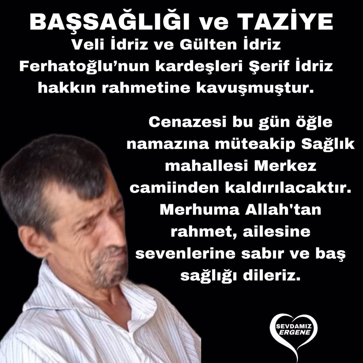 SevdamErgene's tweet photo. Merhuma Allah’tan rahmet, ailesine, sevenlerine sabır ve başsağlığı dileriz. https://t.co/WRbf9hF3b1