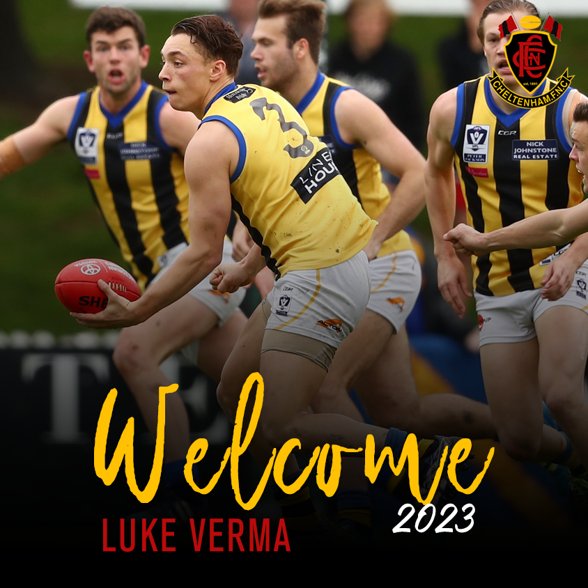 CheltenhamFNC's tweet photo. – PLAYER ANNOUNCEMENT –

The Cheltenham Football Netball is proud to announce the signing of Luke Verma for season 2023. 
Welcome to Jack Barker Oval, Luke. 🔴🟡⚫️ #oneclub https://t.co/BVgsZdtBMe