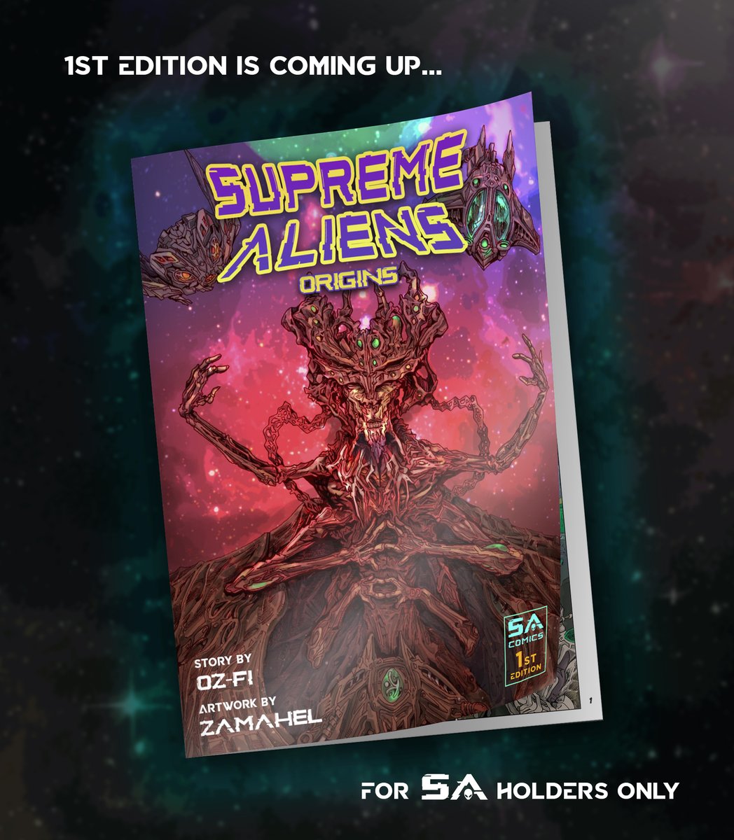 supremealiens's tweet photo. Calling all Supreme Aliens!! 👽

So excited to announce we are launching the first edition of our comic on Discord (HOLDERS ONLY)
12/21 at 21:12pm EST

Like comic books, games and sci-fi?
Minting Now: https://t.co/a1brvt66wT

#NFT #rt4xp #ImAnAlien #comicbooks https://t.co/CEQNVhVW8B
