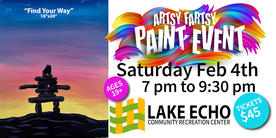 ArtsyFartsy_ca's tweet photo. Artsy Fartsy Paint Event
February 4th from 7 - 9:30 pm~ish at the Lake Echo Recreation Center $45/ticket
Ages 19+, bar available
All supplies provided, no experience necessary.
#artsyfartsy #diptapsqueezespank  #lakeecho #novascotia #paintevent https://t.co/FV6KKdUmaP