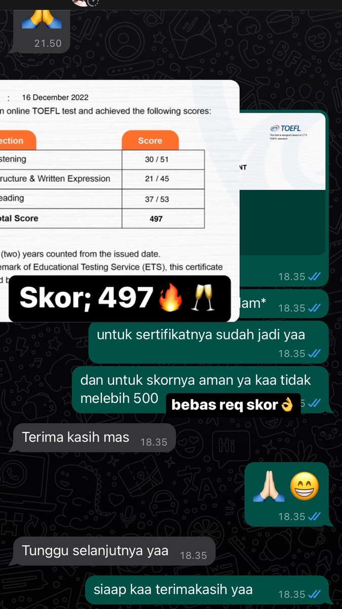 jokitoeflforyou's tweet photo. Joki TOEFL terima jadi sertifikat:
-Sertif jenis ITP standard nasional
-Berbasis ETS
-Dari lembaga resmi sudah diakui secara nasional
-Bisa untuk sidang, s2, apply kerja,CPNS & BUMN
-Valid 2 tahun
-Bebas request skor
-Proses 4-5 jam
#testtoefl
#toeflitp
#jokitoefl
#TOEFL https://t.co/CtwYb6ScBL