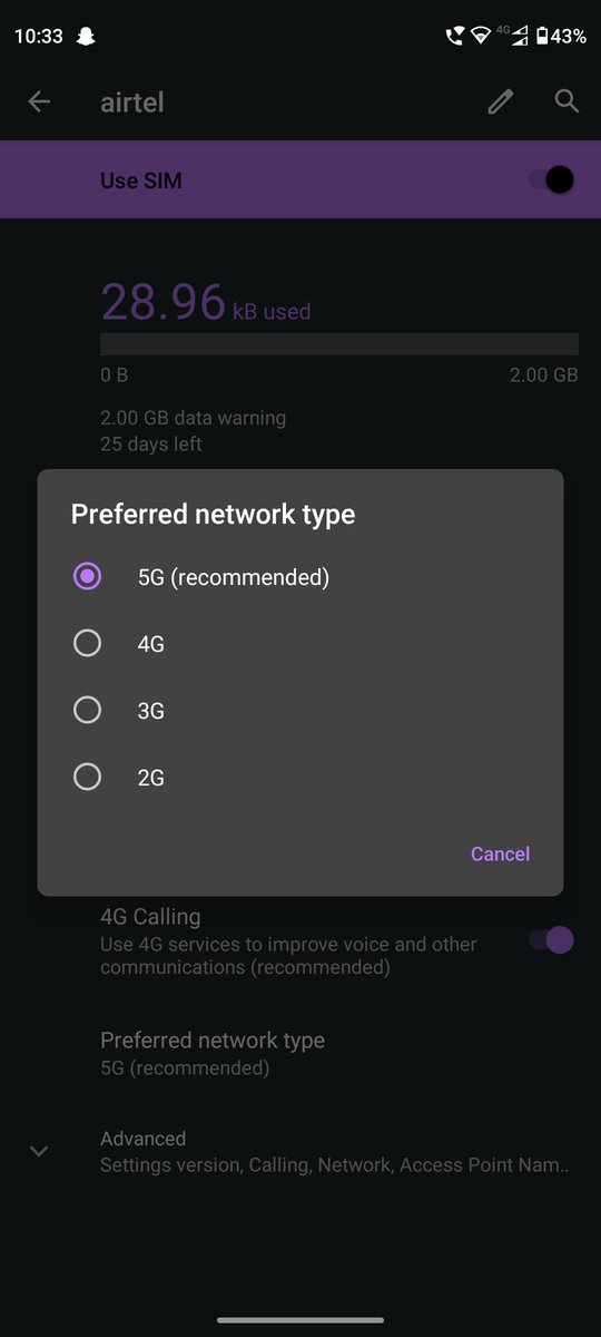 tamsoy05's tweet photo. @Chinmay2772 @getpeid They enabled only for Airtel. If u have dual sim then just turn ON data on airtel and see. https://t.co/uDuX8ZxhOR