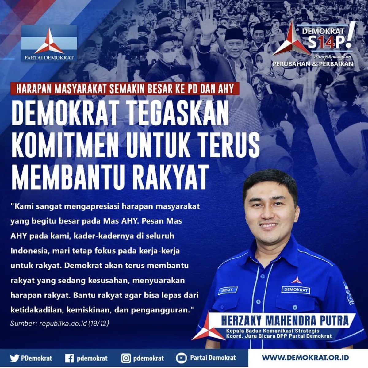 DEMOKRAT TEGASKAN KOMITMEN UNTUK TERUS MEMBANTU RAKYAT.
.
#demokrat #pdemokrat #partaidemokrat #bakomstra #ahy #pemilu #pilpres #capres #cawapres #menang #partai #politik #indonesia #ahypemimpinperubahan #perubahandanperbaikan #dpcmamuju #mamuju #sulbar #akademidemokrat