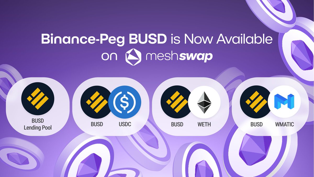 Meshswap_Fi's tweet image. 📢Binance-Peg BUSD is Now Available on Meshswap

All BUSD pools are ready to move forward to vitalize Defi Ecosystem🚀

BUSD will develop as a major stable asset for Meshswap users💪

Actions speak louder than words🏃

Guide Link👇
medium.com/@Meshswap/how-…

@binance $BUSD