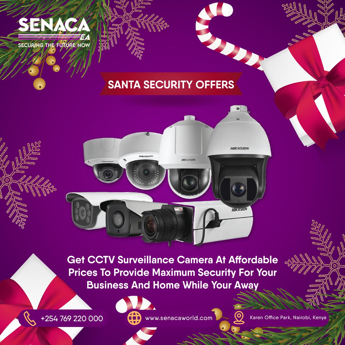 SenacaEa's tweet image. It's Christmas season again! Our Santa Security Toolkit comes with CCTV cameras, Nanny cams, alarms and much more. Contact us today on 0769220000
#nannycamera #CCTVCamera #alarmsystem #security #christmastime #santa