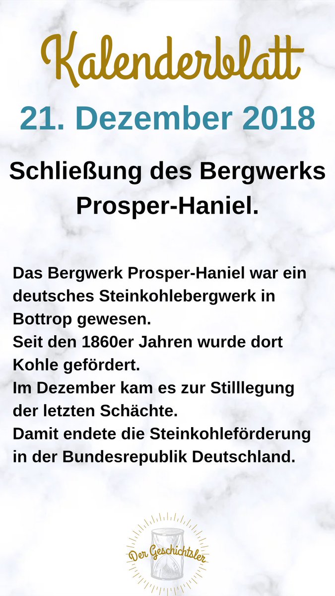 Vor vier Jahren endete die #Zeit der Förderung von #Steinkohle in #Deutschland.
#heutevor #onthisday
#spaßmitgeschichte