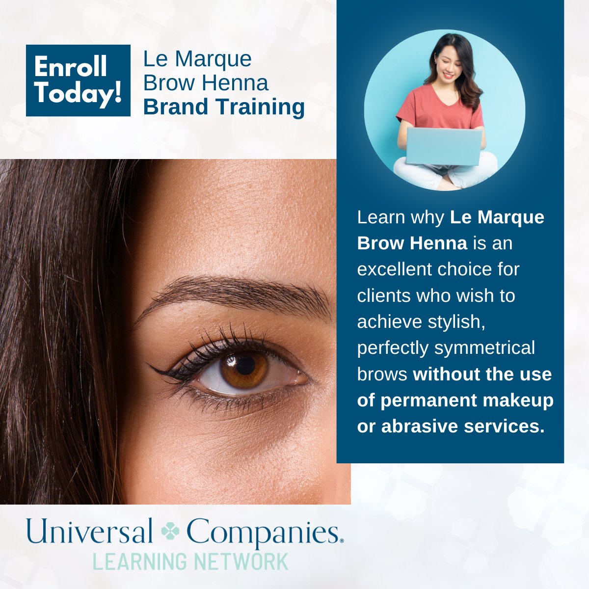 UCoLearning's tweet photo. Did you know henna stains the skin for 2-3 weeks and tints the hair for up to 5 weeks, giving brows a fuller, darker appearance? ✨ Want to know more? 

Enroll in the Le Marque Brow Henna training course: https://t.co/7rOnqXIGXC

#ucolearningnetwork #universalcompanies #brows https://t.co/MSoo0WYmeK