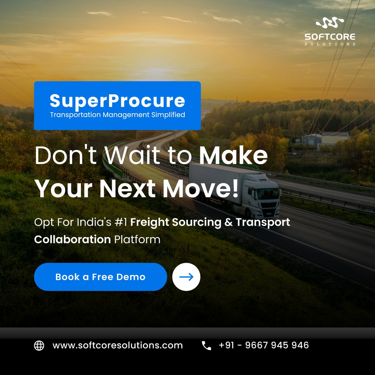 SCS_SAPB1's tweet photo. Opportunity belongs to those who grasp it as it presents. Take advantage of the Freight Sourcing & Transport Collaboration platform. Be sure to make your move. Book a free demo of SuperProcure.
.
.
#superprocure #freightsourcing #logistics #logisticscompany #logisticsmanagement https://t.co/bWgrmqS48g