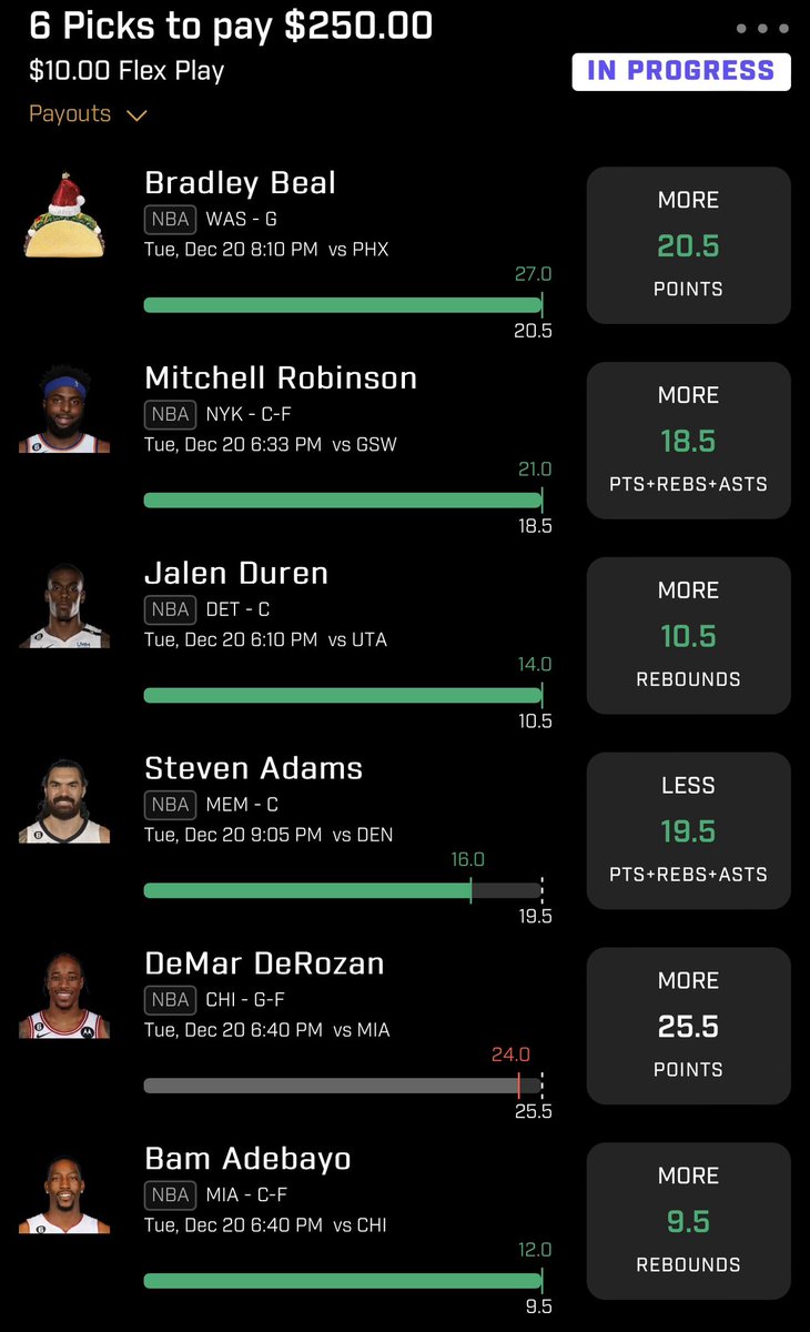 GoattPicks's tweet image. That’s a whole lot of GREEN 👀

Was a DeMar bucket, and 1 less R+A from Adams away from going 3/3 on the 6 legs 🔥

Ready to carry this over to tomorrow 😈
#PrizePicks #PrizePicksNBA #NBA #GamblingTwitter