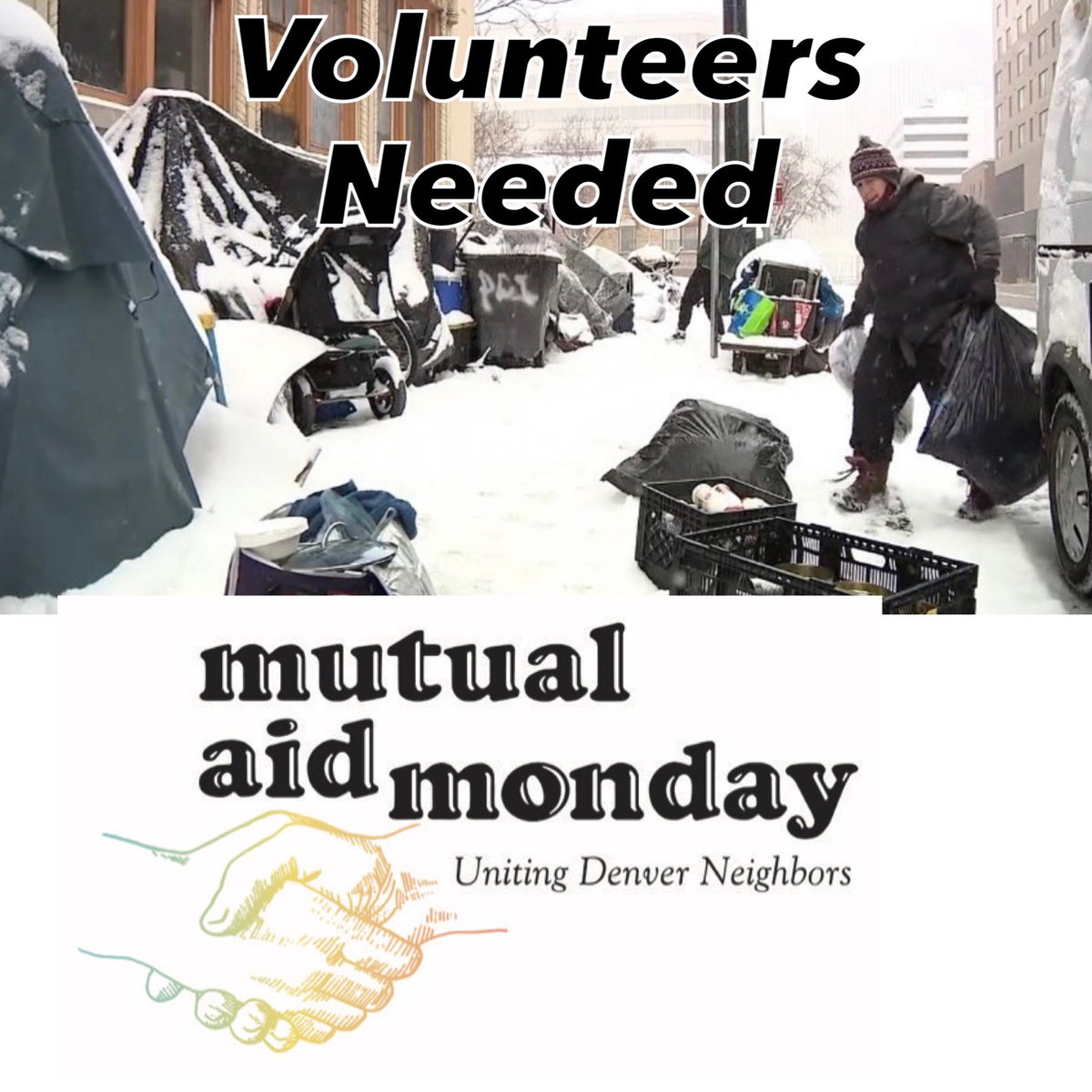 If you have the capacity to
1- Do street outreach during this dangerously cold weather: Wednesday night- Friday. 
2- Make hot food for distribution. 
Please reach out to @mutualaidmonday in a Direct Message.We are counting on the power of the people this week! ♥️