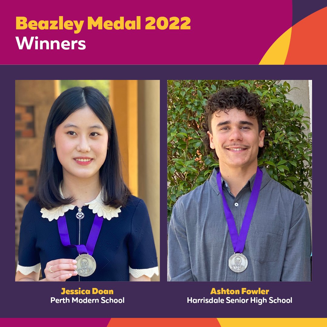 Congratulations to the 2022 Beazley Medallists, Jessica Doan from Perth Modern School and Ashton Fowler from Harrisdale Senior High School. 👏🎖️ Access more information about the winners on our website 👉 bit.ly/3v4TbCg #EduNews #FutureShapersWA