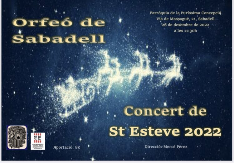 SabadellOrfeo's tweet photo. Reprenem, el proper dilluns, el tradicional Concert de Sant Esteve, que en els darrers anys havia canviat de data per causes majors.
Enguany, sota la direcció de na Mercè Pérez, oferirem un variat repertori clàssic i contemporani que no pot deixar de banda les tradicionals https://t.co/x1jpwCWtsK