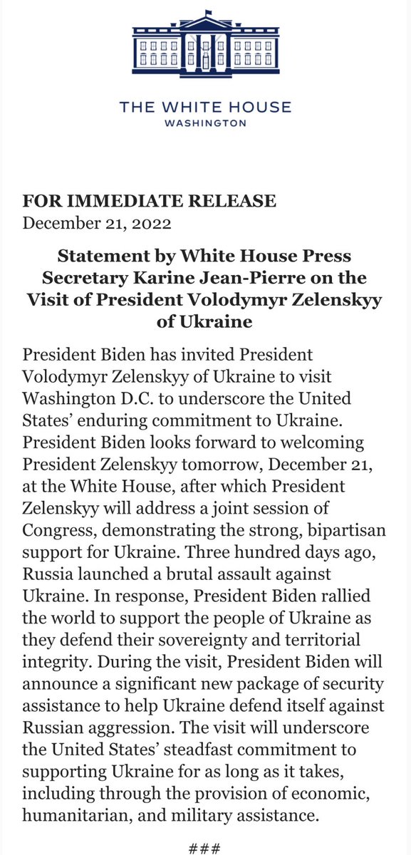 Jordanfabian's tweet photo. It’s officially official: Ukrainian President Zelenskiy will be in DC Wednesday to meet with President Biden and address Congress https://t.co/XusMJkZbpN
