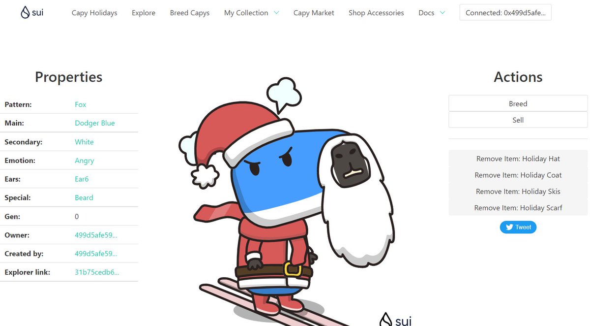 0xdreamtheater's tweet photo. 🎁 I just unboxed my Sui Holiday Capy! ❄️ 
Create your own Capy here:  https://t.co/KfeOaiWolN #CapyHolidays https://t.co/EnoWdoEVV5