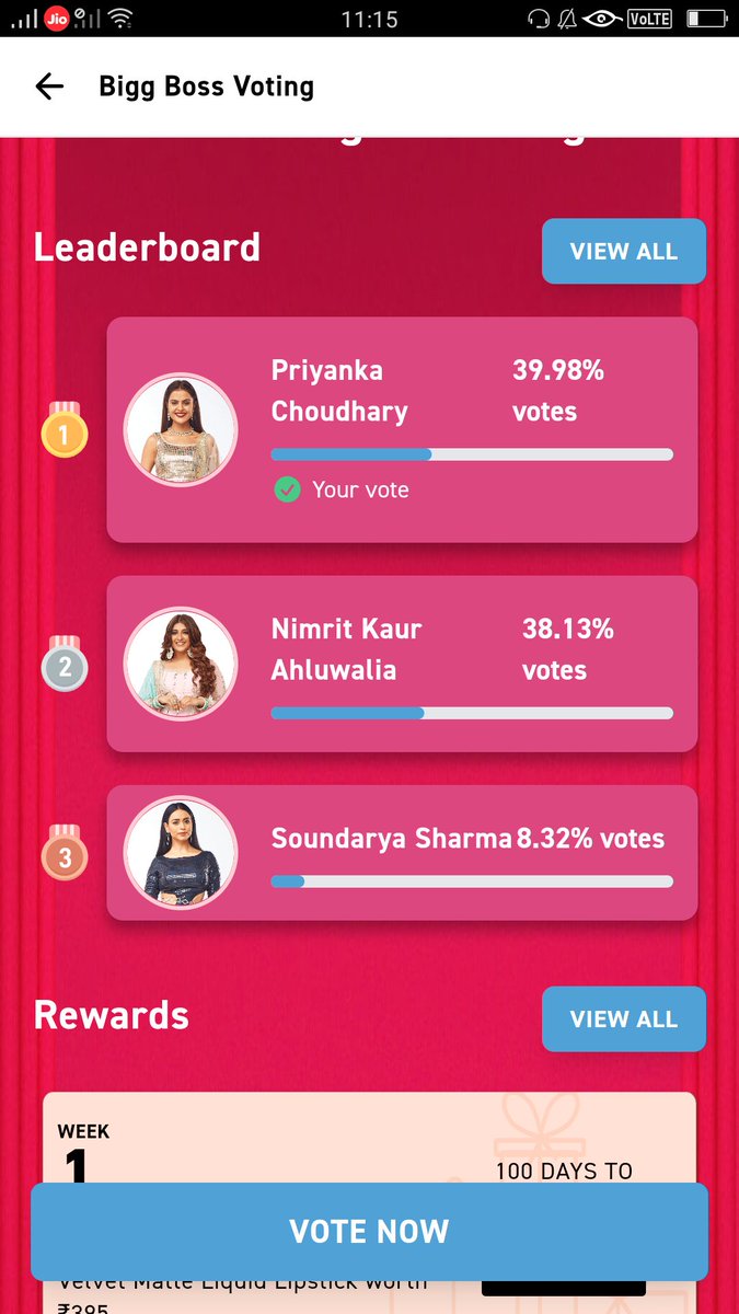 naughty_piu_rai's tweet photo. @albelaindian Guys #PriyankaChaharChoudhary Ke votes percentage decrease hote ja rhe hai...aur nimrit ke badhte chle ja rhe h #MyGlamm  Wale pta nhi kya kr rhe hai https://t.co/rY6RKsJx4Y