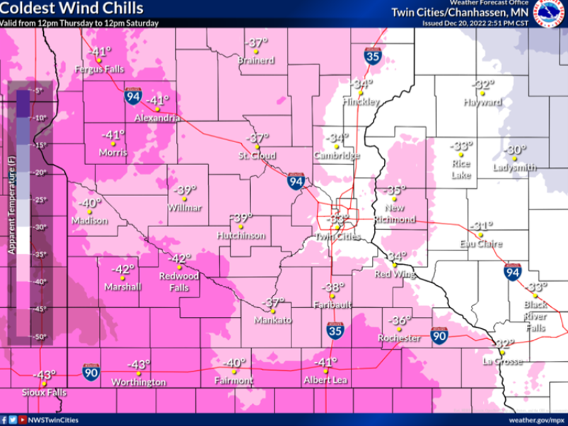 Based on tonight's late 0Z models, it looks like 5" to 10" of snow is likely in the greater MSP area by Thursday morning. 
Wind chills in the -30s to -40s from Thursday into Saturday morning. 
No sugar coating and no hype. This is a life-threatening blizzard! #mnwx