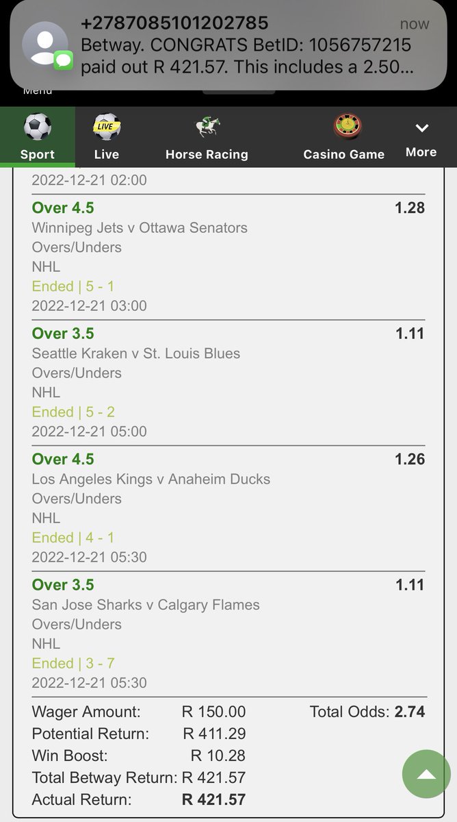 Scarface_ZA's tweet image. Hockey BOOM 💥💥💥

6 days in a row we eat ✅

Blessed 🙏🏼

#betway