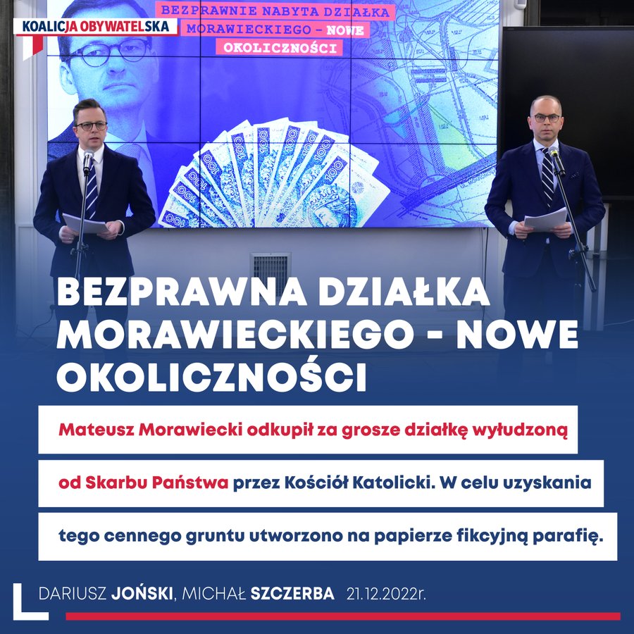 Morawiecki kupił działkę wyłudzoną od Skarbu Państwa". Joński i Szczerba przedstawili wyniki kontroli poselskiej - Bankier.pl