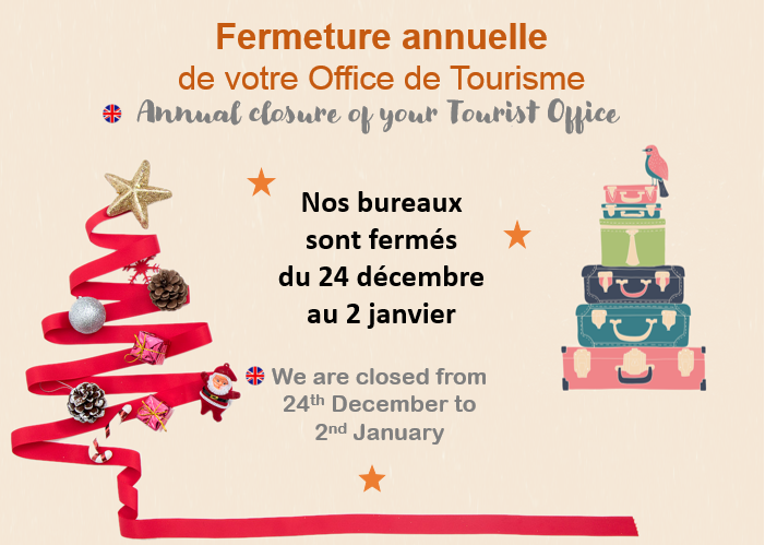 OTNoblat's tweet photo. ℹ️ Ouverture exceptionnelle de l'office de tourisme ce vendredi à l'occasion du 🎅 Marché de Noël 🎅 avant fermeture annuelle du 24 décembre au 2 janvier ☃️ Toute l'équipe vous souhaite de joyeuses fêtes de fin d'année ! 🎉 https://t.co/eA0itToiSm