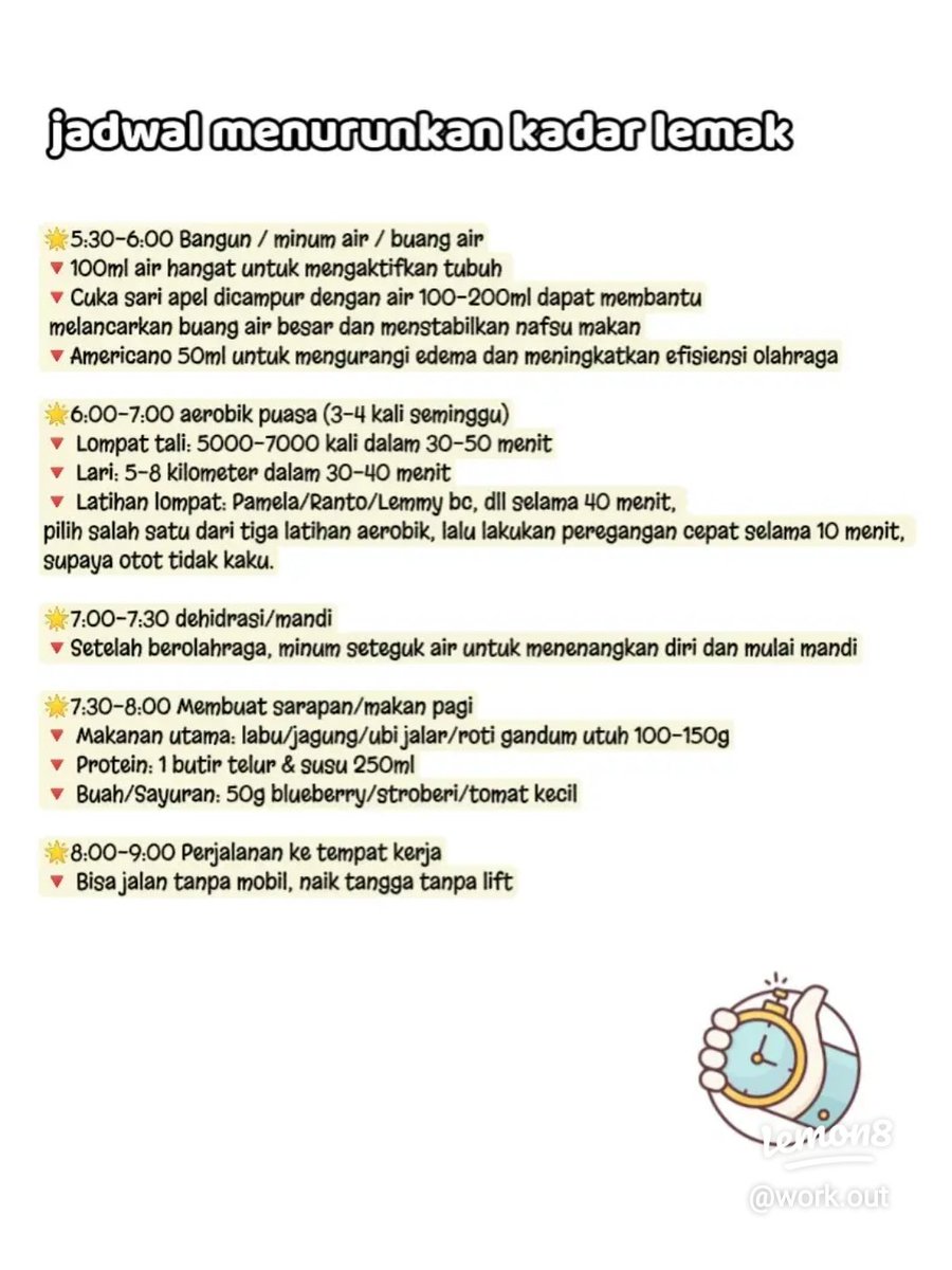 Workoutlemon8's tweet photo. Jadwal menurunkan kadar lemak https://t.co/MKSs3bYgyV