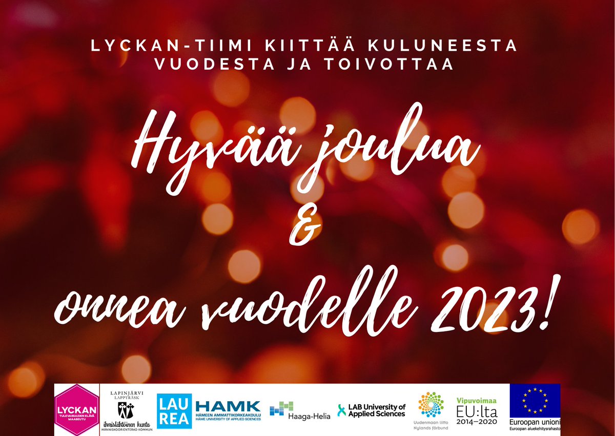 Lyckan-tiimi toivottaa hyvää joulua ja onnellista uutta vuotta! / Lyckan-teamet önskar alla en god jul och ett gott nytt år!