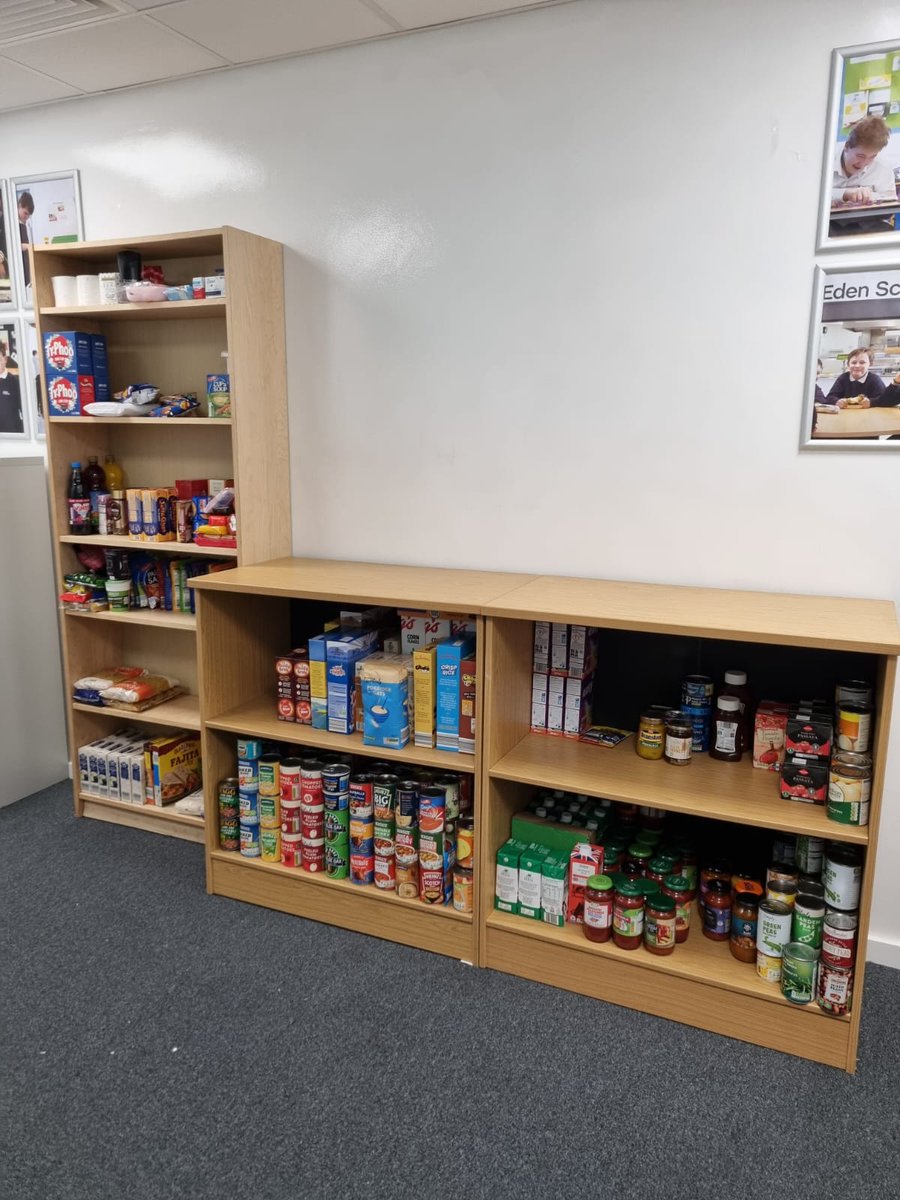We have set up our own Food Bank here at Eden. This will help support some of our families, community and staff that are in need. Thanks to <a href="/bevlanoffice/">Bevlan Office Interiors LTD</a> for getting us started with their generous donations of furniture and food.