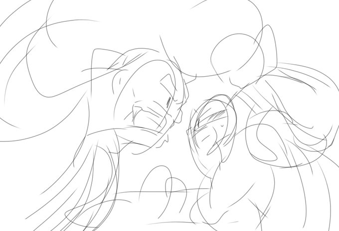 今skebでお受けしている絵が終わったら、自分用に何枚か描きたいと思ってます。
その中の1個のラフ。 