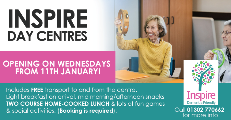 Inspire2Support's tweet photo. OUR DAY CENTRE IS OPENING AN ADDITIONAL DAY

Due to popular and increased demand we are now opening on a Wednesday from the 11th January. From January our day centre's will be open 4 days a week.

For more information call us today on 01302 770662. https://t.co/g4fTAH1ZTh https://t.co/3a1Gpad6qk
